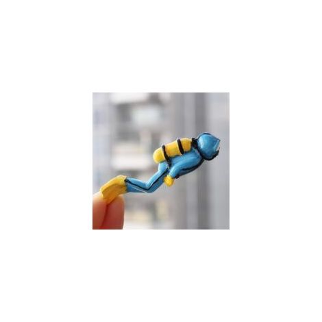 Schatzjäger-Figur – Blaues Aquarium-Dekorationsaccessoire – Crezuo