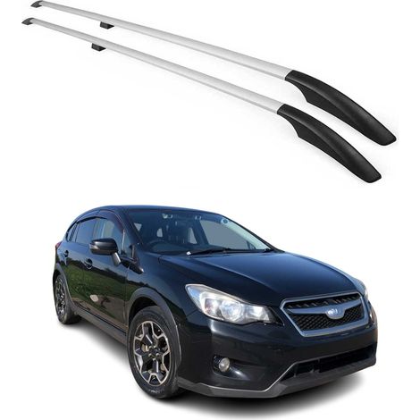 OMAC Barres de Toit longitudinales Compatible avec Subaru XV 2012-2018 Aluminium Gris 2X