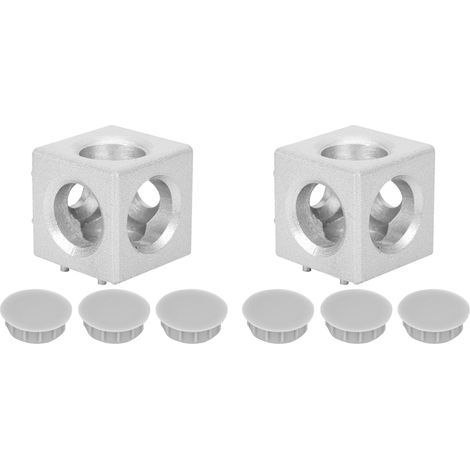 2 Pièces Bloc de Connexion à Angle Droit en Alliage de Zinc avec Couvercle Nylon pour Profilé Aluminium 3030 - 2 et 3 Voies (1/5)