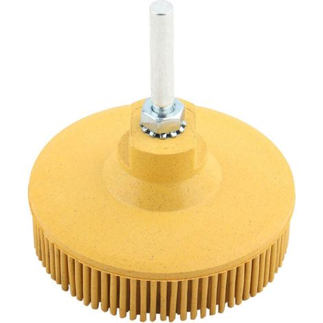3-inch Abrasive Brush Disc with Rubber Bristles for Polishing, Rust and Burr Removal (Yellow) (1/5)