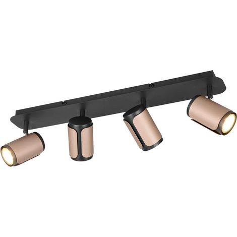 Barra 4 luci, metallo, nero e caffè, L 60 cm, Gillan (1/5)