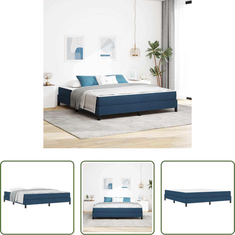 Matelas à ressorts -  Lit à ressorts avec matelas Bleu 180 x 200 cm tissu (1/5)