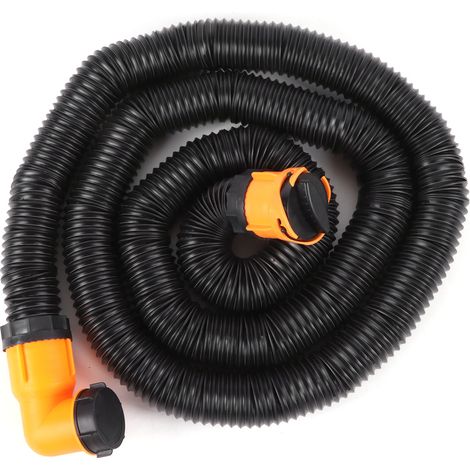 Kit tuyau d'évacuation 4,5m avec raccord pivotant, coude translucide, capuchons de rangement pour camping-car (1/5)