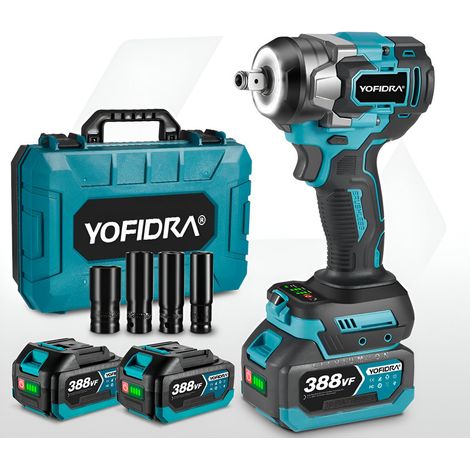 Chiave a Impulsi Brushless Senza Fili 700 N.m, Avvitatore a Percussione Elettrico da 1/2" con 2 Batterie, Pistola Avvitatore con 4 Bussole per Auto e Casa