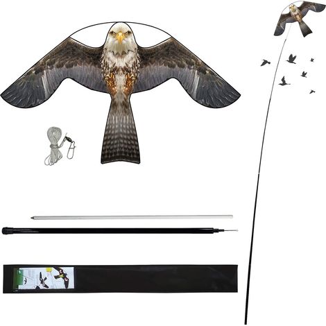 Cerf-Volant Anti-Oiseaux - Protection de la Ferme - avec Manche télescopique de 4 m (1/5)