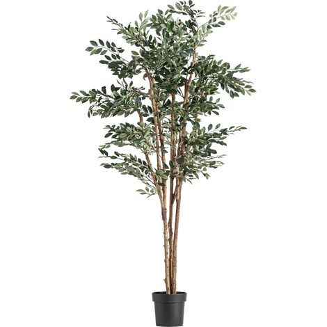 Ficus artificiel contemporain très décoratif - vert et marron (1/4)
