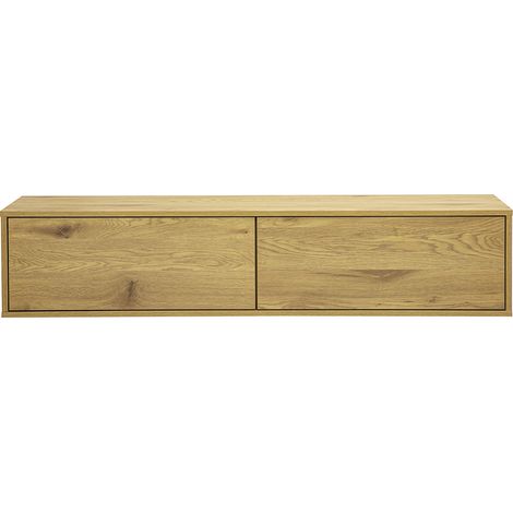 Meuble TV mural finition bois clair chêne L140 cm FLEXO (1/5)