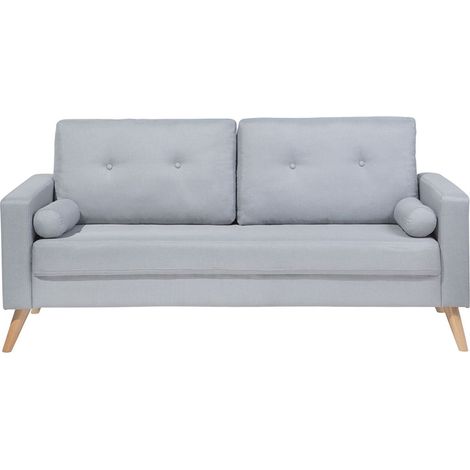 Sofa 2 Seater KALMAR Fabric Light Grey (1/5)