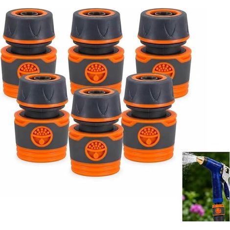 Garden Hose Connector with Water Stop for Garden Hose, Orange Automatic Disconnect Nozzle for Watering Car Wash (1/5)