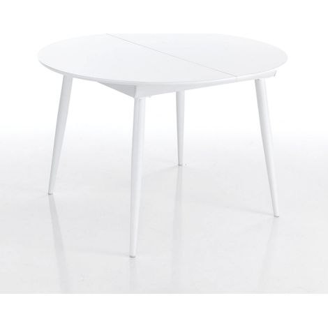 Mesa extensible redonda efecto madera blanca cm. Al.76 xP.110xL.120 (1/4)