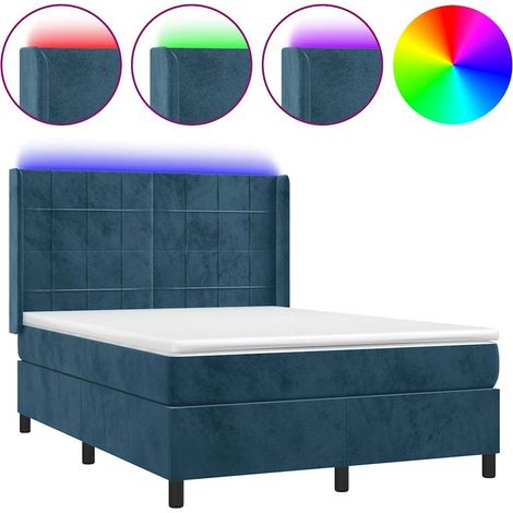 Maison Exclusive - Letto a Molle con Materasso e LED Blu Scuro 140x200 cm (1/5)