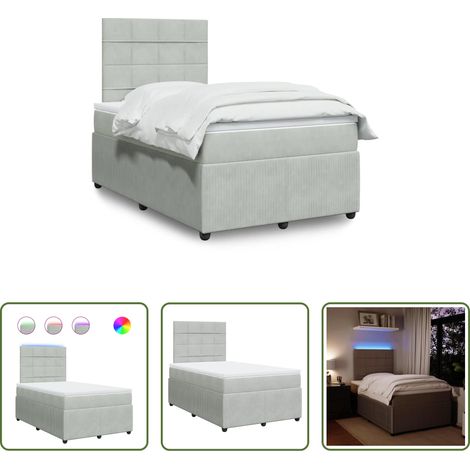 Matratze - Boxspringbett mit Matratze Hellgrau 120x190 cm Samt (1/5)