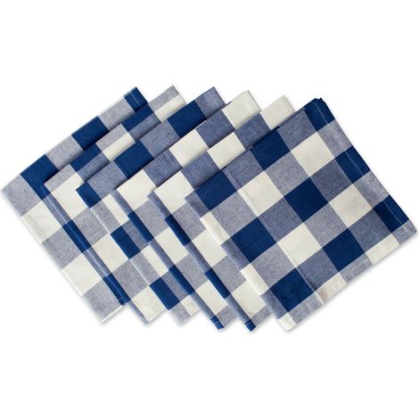 Ensemble de Table de 6 Serviettes de Table 50,8 x 50,8 cm, Bleu Marine et crème (1/5)