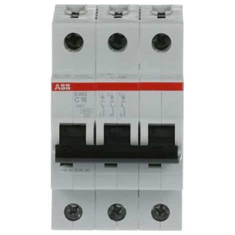 Interruttore magnetotermico ABB 3P 16A 6KA C 3M S203 S468008 (1/3)