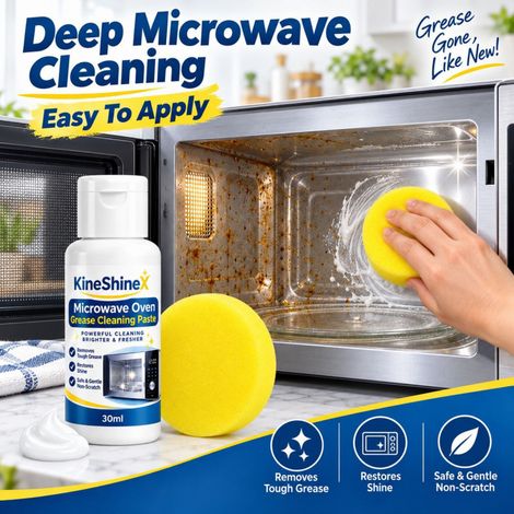 KineShineX Microwave Odor Cleaner Paste removes heavy-duty kitchen grease and grease, cleans fireplace cavity and glass turntable. (1/4)