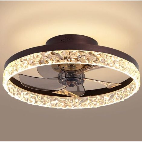 Ventilateur de plafond 50 cm avec lumière, LED à intensité variable, minuterie 6 vitesses, avec télécommande, marron (1/3)