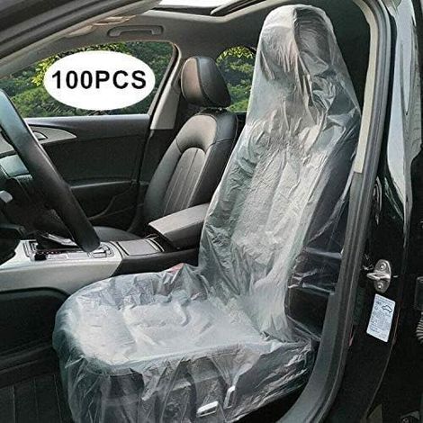 Housses de siège jetables 100 pièces, housse de siège en plastique transparent. (1/3)