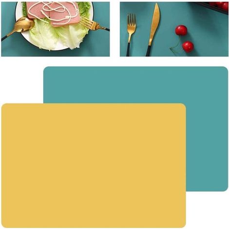 Silikon Platzsets Grün und Gelb 40 x 30 cm 4er Set (1/5)