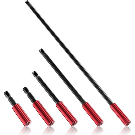 5 Pièces Rallonges pour Visseuse Aimanté,Rallongé Embout Visséuse,1/4'' Hexagonal Rallongé Visseuse Comprend des Rallonges de 50/60/100/150/300 mm pour Perceuses et Tournevis (1/5)