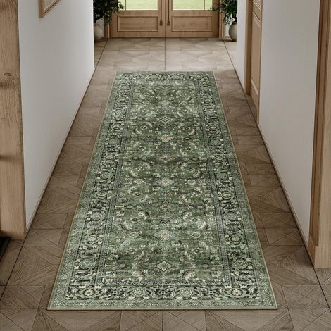 Vert Vintage 60x240cm Tapis Long Couloir Antidérapanta Cuisine,Chambre Enfant Rugs,Descente de Lit Rug,Lavable en Machine Carpet,Interieur Doux Poil Ras,Bureau Carpets (1/5)