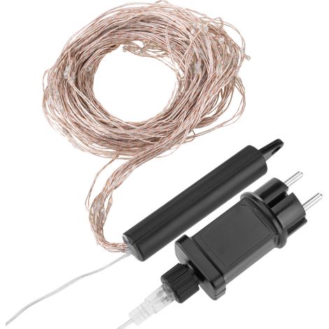 PrimeMatik - Rideau cascade à LED de 2 m de long avec 200 LED multicolores et avec un câble argenté et en nylon résistant à l'extérieur (1/5)