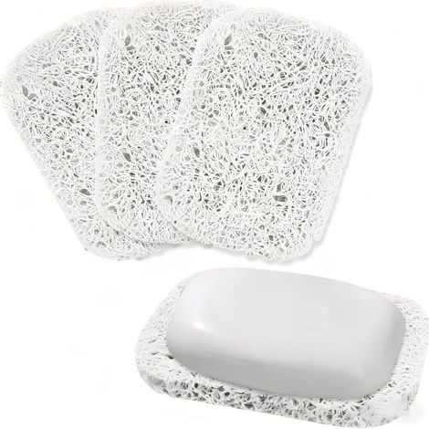 3pcs Soap Dish, Non-Slip and Durable Soap Saver with Automatic Draining Coil Shape, Shower, Bathroom, Kitchen, Travel (White) (1/5)
