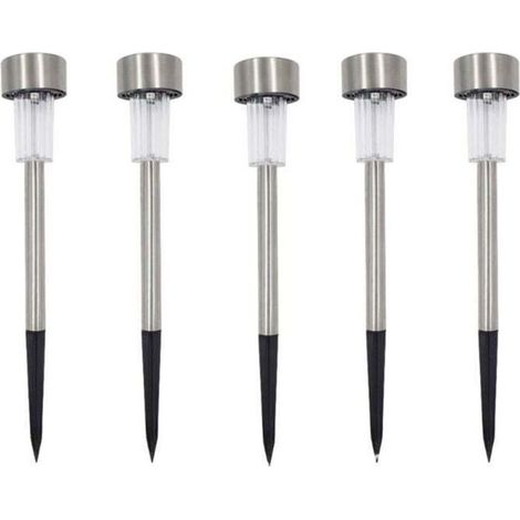 Lot de 5 bornes solaires à LED lampes de jardin à planter (1/5)
