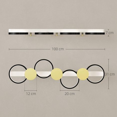 Plafonnier LED 38 W 1500 lm 3000 K-6500 K, lampe de salon avec 4 ampoules, télécommande, noir et or (1/5)