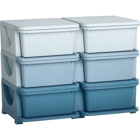 Organizador infantil de plástico con 6 cajones y asiento 75 x 37 x 56,5 cm azul HOMVRA (1/5)