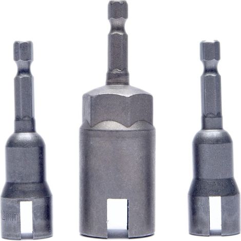 Ensemble de tournevis à écrou à oreilles électrique 3 pièces, jeu de clés à douille pour foret à fente, tige hexagonale 1/4" (19 mm, 12 mm)