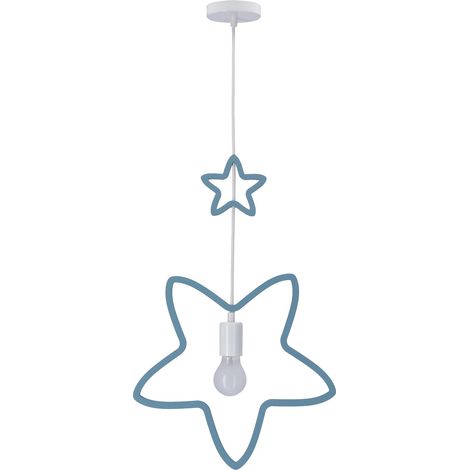 Suspension enfant blanche étoiles bleues E27 20W Single (1/3)