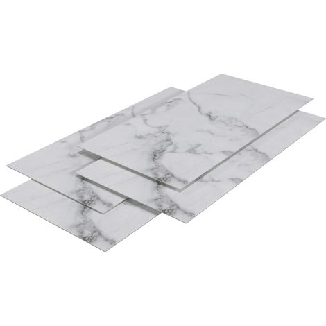 Conjunto de 4 paneles decorativos de pared 120 x 60 cm mármol blanco 030010658