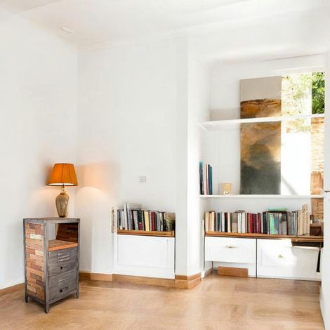Meuble de rangement bois recyclé 1 niche et 2 tiroirs métal 60x40x110cm CARAVELLE (1/3)