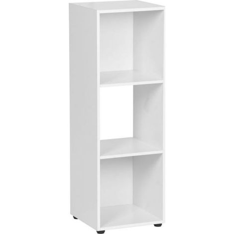 Colonne étagère - JUANIO - 31 x 29,7 x 91 cm - 3 compartiments ouverts - Blanc - Design minimaliste (1/4)
