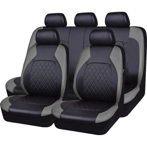 Housses de siège auto, cuir PU imperméable, ajustement universel, noir gris (1/2)