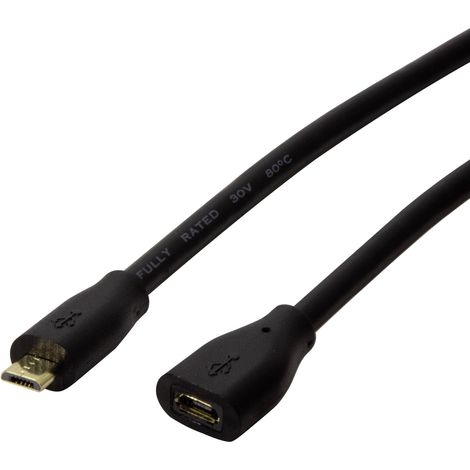 LogiLink Câble USB USB 2.0 USB-Micro-B mâle, USB-Micro-B femelle 1.00 m noir CU0121 (1/5)