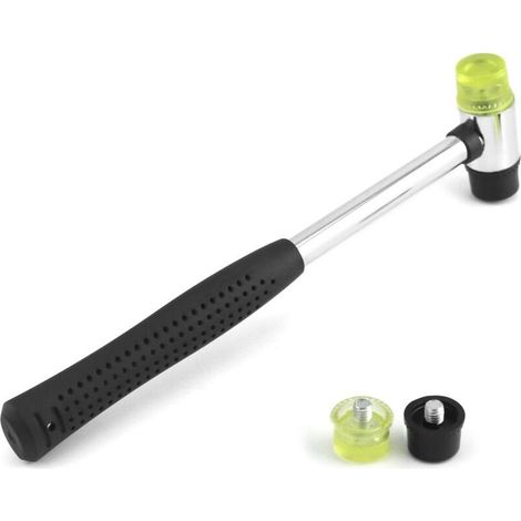 maillet caoutchouc, 25 mm Nylon Petit Marteau avec 2 têtes de rechange, avec poignée en caoutchouc antidérapante pour bijoux, outils de bricolage, artisanat du cuir (1/5)