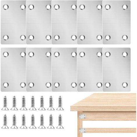 [JAMAIS UTILISÉ]10pcs Connecteur Plat, Fixation Droits Plats Plaques, Plaque Perforée Équerre pour Fixation en Inox pour Rejoint la Fixation et Réparation Meubles (1/5)