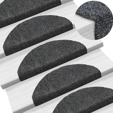 5 pcs Tapis autoadhésifs de marches, Tapis d'escalier, Marchettes D'escalier Gris foncé 65x21x4 cm MKS63635 (1/5)