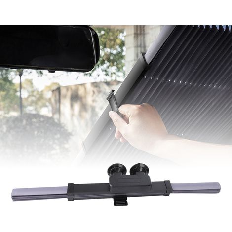 Store vis anti-soleil auto extensible pour pare-brise avec support ventouse - Aluminium film et ABS - 45,5 cm - UV et isolation thermique (1/5)