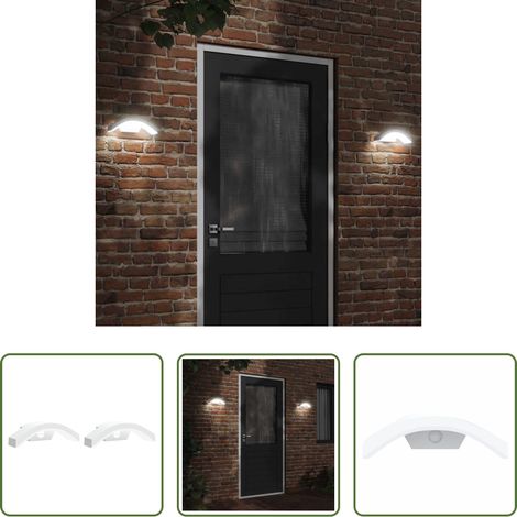 Bewegungsmelder - LED-Außenwandleuchten mit Sensor 2 Stk. Weiß Aludruckguss (1/5)