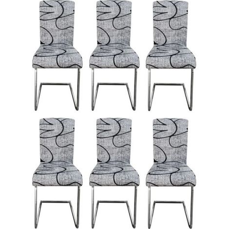Housse de Chaise - - 6 Pièces - Lavable - Déhoussable - Gris (1/4)