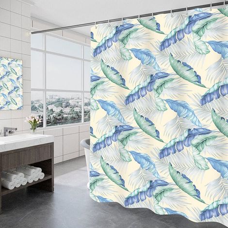 Cortina de ducha de 180 x 200 cm con 12 ganchos, secado rápido (lámina), tejido de poliéster impermeable, lavable a máquina, cortinas de baño (1/4)