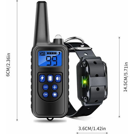 Collier de dressage de chien étanche et rechargeable pour dresseur de chien anti-aboiement pour chien 800 m de distance choc électrique noir (une ceinture deux) MNS (1/3)