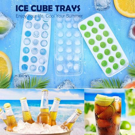 4 PCS Bacs à Glaons Silicone Bacs à Glaons avec Couvercles Transparents - 84 Moules à Glaons pour l'eau,bébés,purée,Whisky,Glace GROOFOO (1/4)