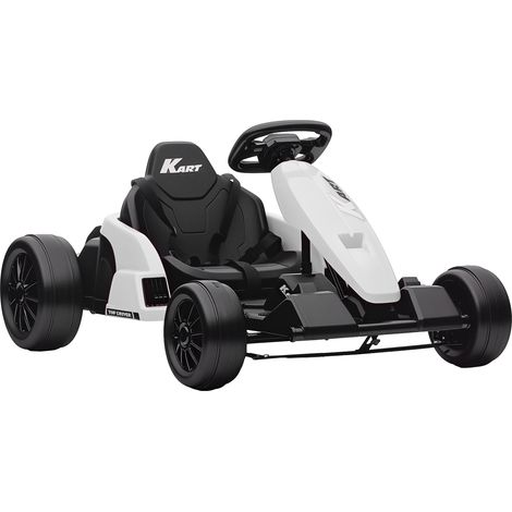 AIYAPLAY 24V Electric Go Kart with Drift Mode, Adjustable Seat, White