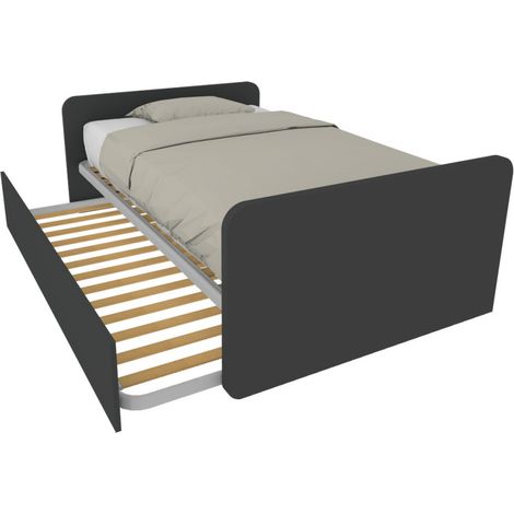 Letto 1 piazza e mezza con letto estraibile - Basalto (1/5)