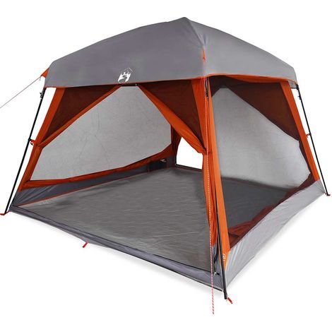 vidaXL Tienda de campaña familiar 6 personas impermeable gris naranja (1/2)
