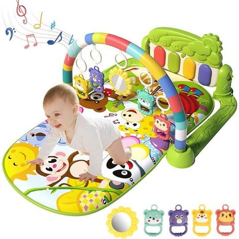 Tapis d'éveil Bébé musical, Piano de Fitness Amovibles Tapis de Jeu pour bébé, Jouets Cadeaux pour Nouveau-nés Tout-Petits(vert) (1/4)