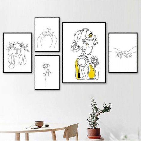 Affiche murale minimaliste pour femme, style dessin abstrait simple, idéale pour décorer le salon, la chambre, le bureau et la chambre d'enfant. (1/5)